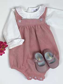 Pastel pink corduroy romper