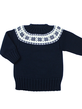 Jersey de punto azul marino con greca blanca