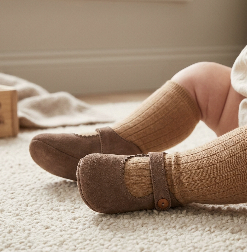 sand suede pram shoes