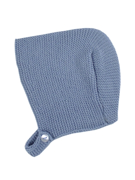 Medium blue baby knitted bonnet m&h