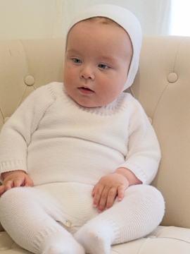 pelele de punto blanco con ochitos