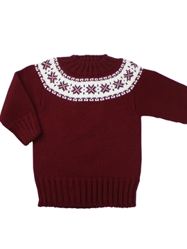 jersey de punto burdeos con greca blanca