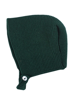 Dark green baby knitted bonnet m&h