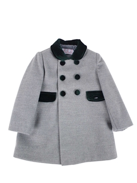 Grey and green coat with buttons