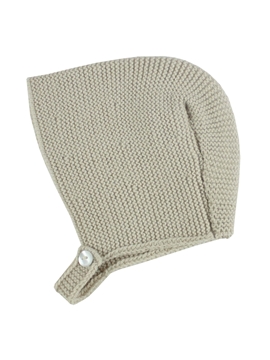 Beige knitted baby bonnet m&h