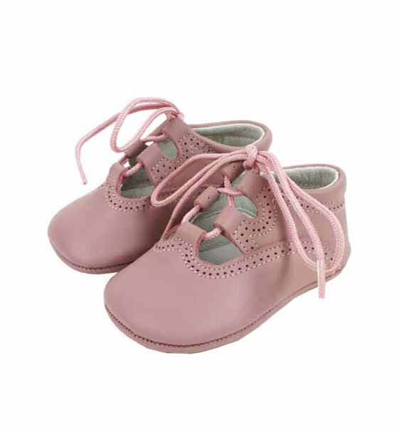 Lace up pram brogue shoes pastel pink