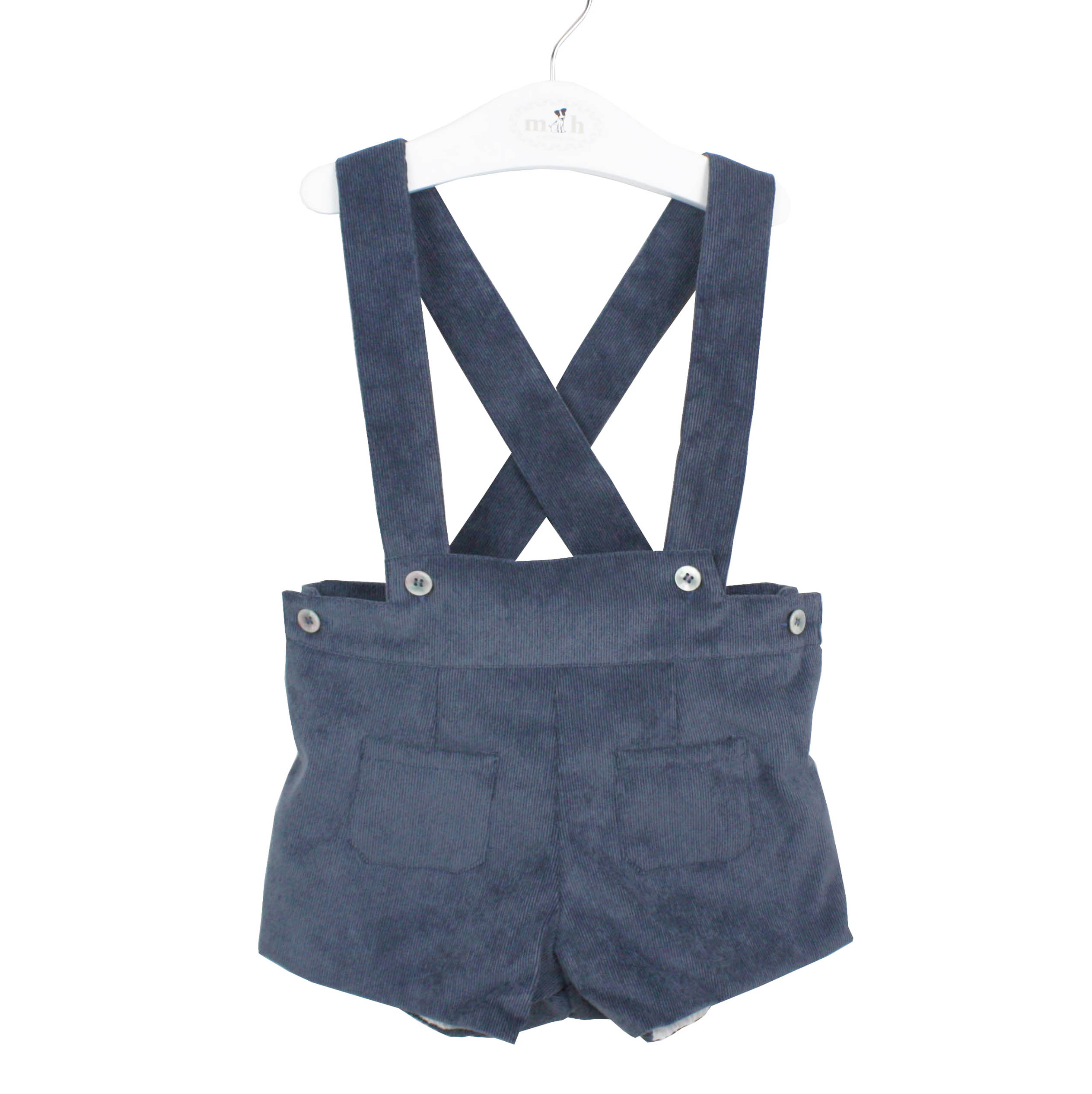 Toddler Boy Short With Braces Dark Blue Corduroy