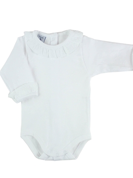 White long sleeve Babidú bodysuit with batiste collar by Babidú