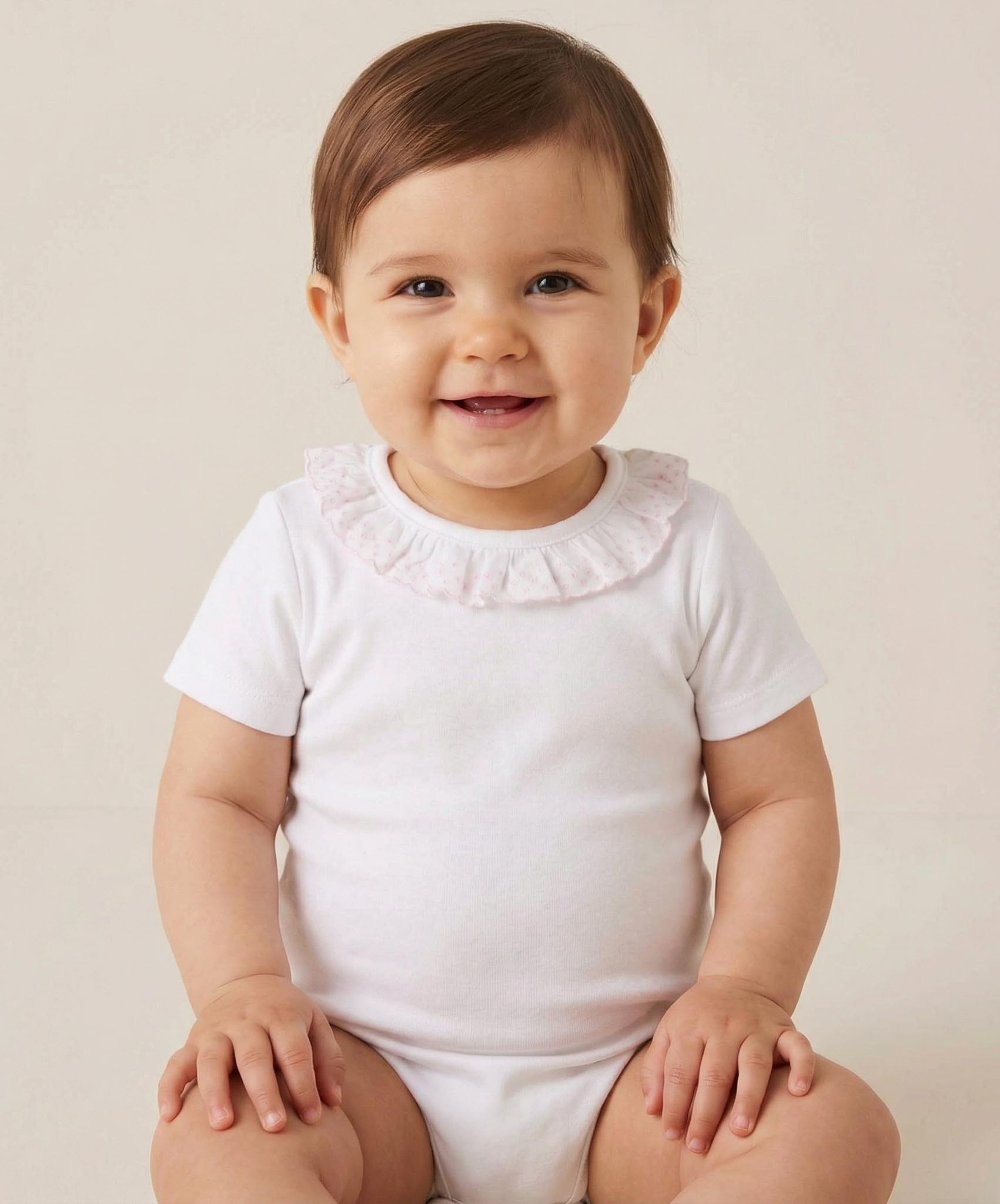 body batista ribeteado rosa bebé