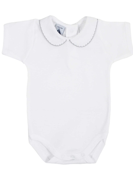 Body bebé manga corta con cuello bebé de piqué en gris babidú