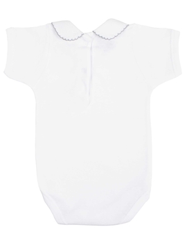 body bebé manga corta con cuello bebé de piqué en gris babidú