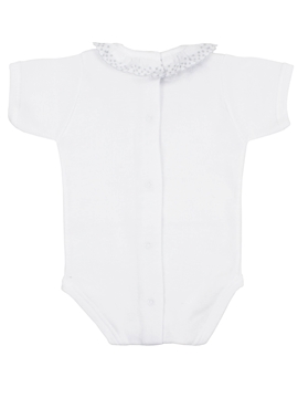 body bebé manga corta con cuello de batista en gris babidu