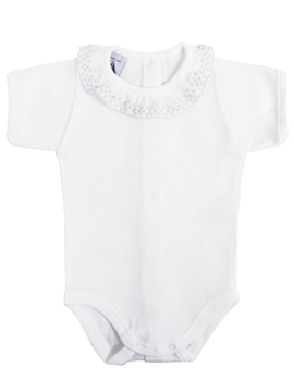 Body bebé manga corta con cuello de batista en gris babidu