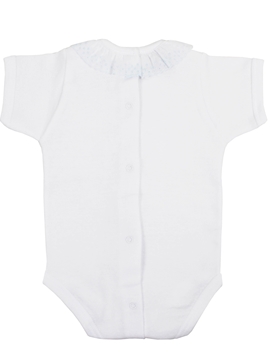 body bebé manga corta cuello batista en azul babidu
