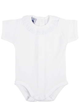 Body bebé manga corta cuello batista en azul babidu