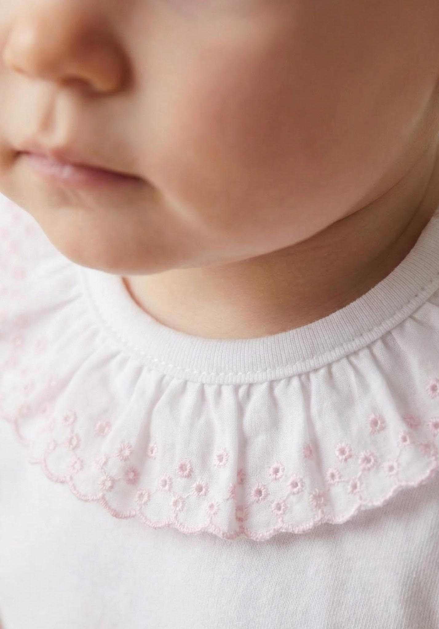 body bebé manga corta cuello batista rosa babidu