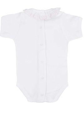 body bebé manga corta cuello batista rosa babidu
