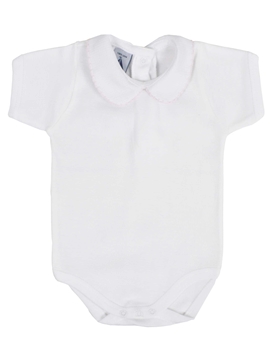 Body bebé manga corta cuello bebé en rosa babidu