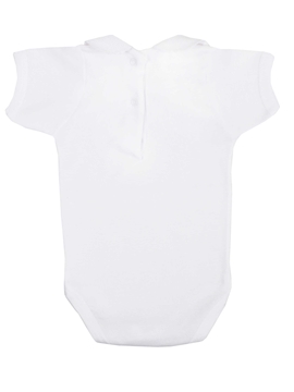 body bebé manga corta cuello bebé piqué ribeteado blanco babidú