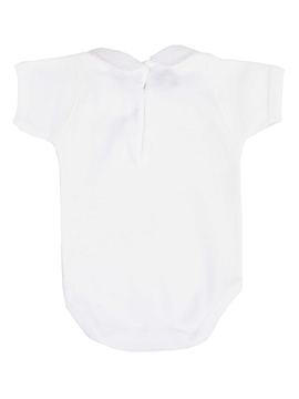body bebé manga corta cuello piqué en rosa babidu