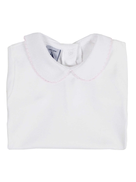 body bebé manga corta cuello piqué en rosa babidu