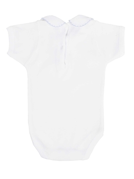 body bebé manga corta cuello ribeteado en azul babidú