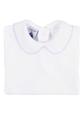body bebé manga corta cuello ribeteado en azul babidú