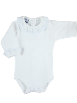 Long sleeves Babidú bodysuit with batiste blue collar by Babidú