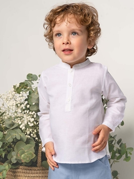 camisa blanco lino tres botones