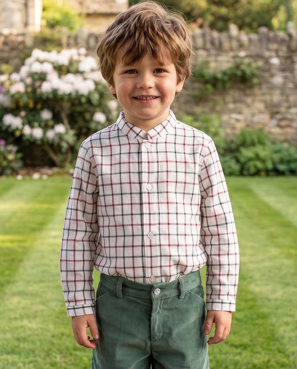 camisa mao cuadro rojo verde