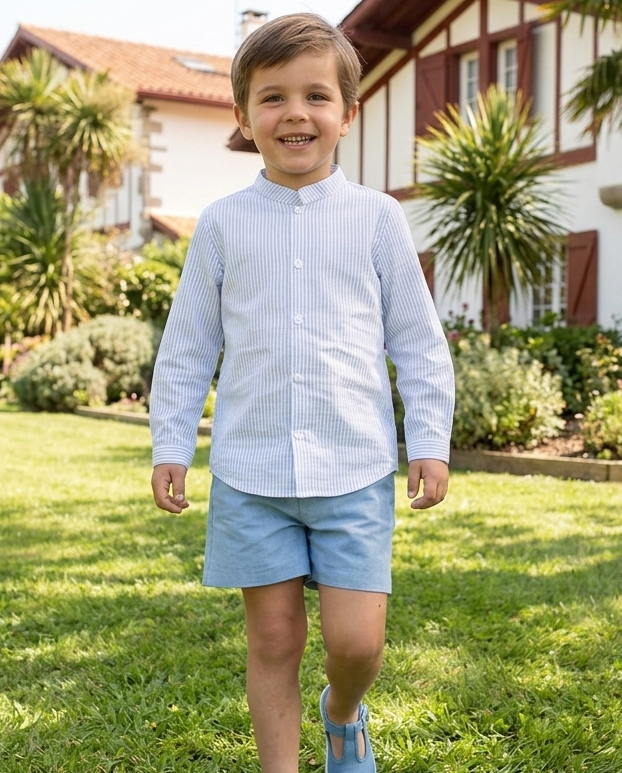 camisa mao raya azul verano