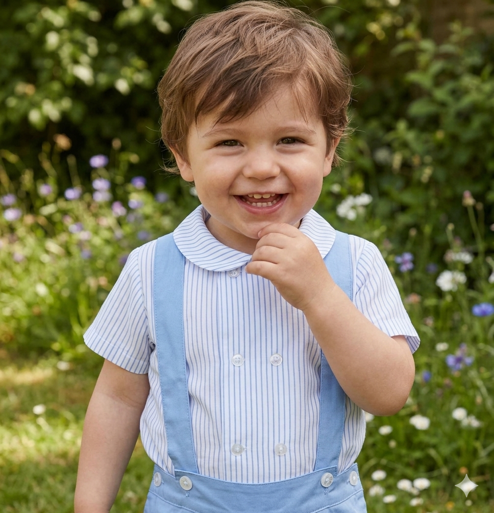 blue stripes short shirt summer