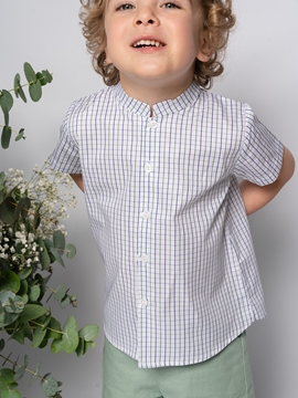 camisa niño cuadro verde marino