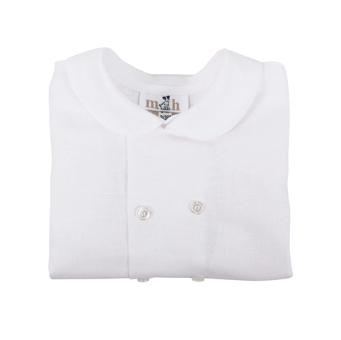 camisa niño doble botonadura manga corta blanco lino
