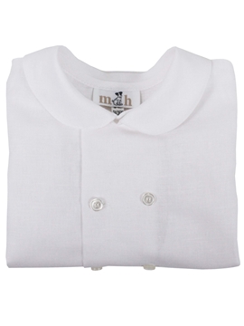 camisa niño doble botonadura manga corta blanco lino
