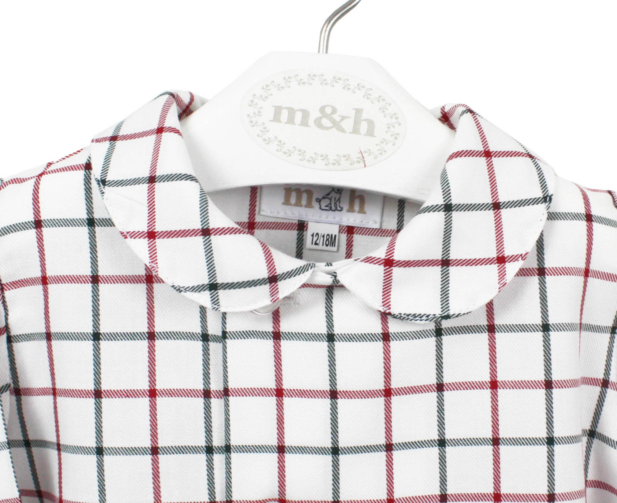 camisa niño mao cuadro verde y burdeos