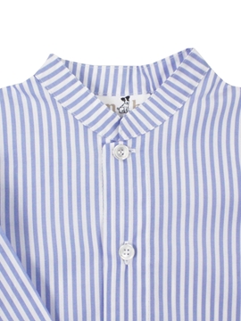 camisa niño mao manga larga azul rayas