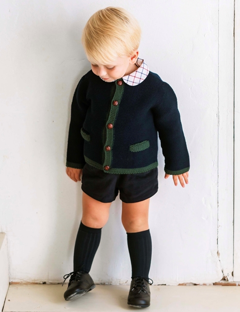 navy and green cardigan