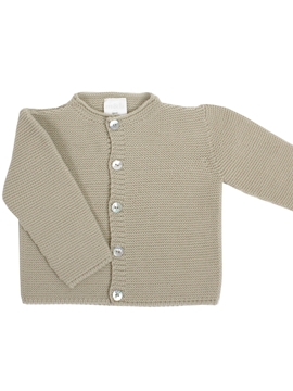 Long knitted baby cardigan in beige