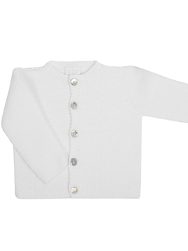 Chaqueta bebé botones punto bobo blanco