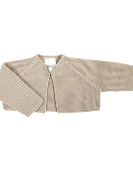 Beige knit short baby cardigan m&h