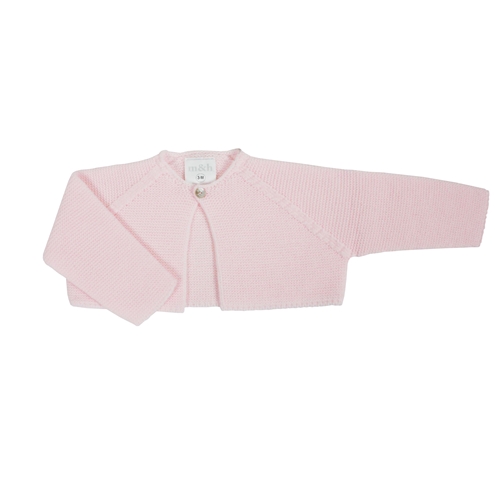 Pink knitted short baby cardigan by m&h