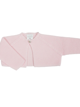 Pink knitted short baby cardigan by m&h