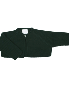 Dark green knitted short baby cardigan m&h