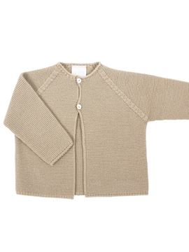Beige knit long baby cardigan m&h