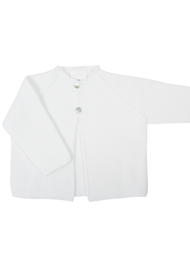 Chaqueta bebélarga punto bobo blanco
