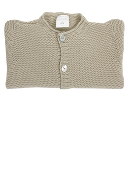 Long knitted baby cardigan in beige