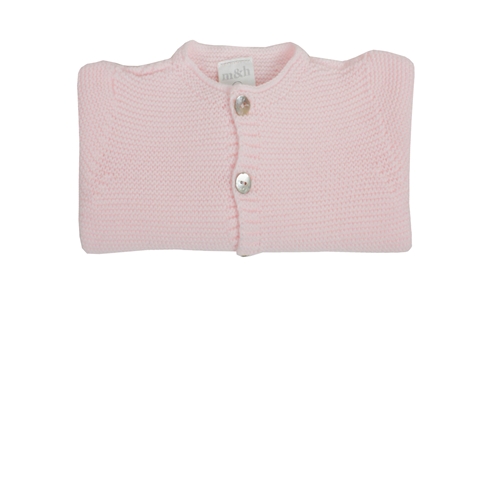 Long knitted baby cardigan in pink m&h