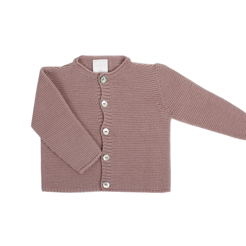 Chaqueta botones punto bobo rosa palo 