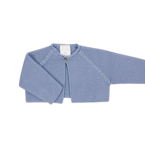 Medium blue thick knit baby cardigan 